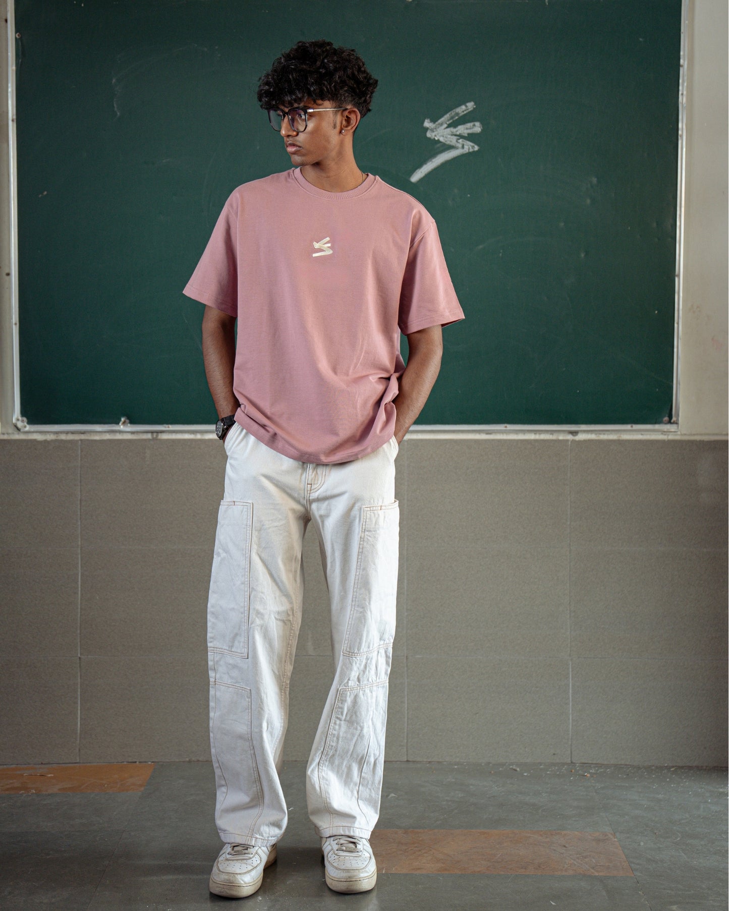 DUST PINK ICON EMBROIDERED T-SHIRT