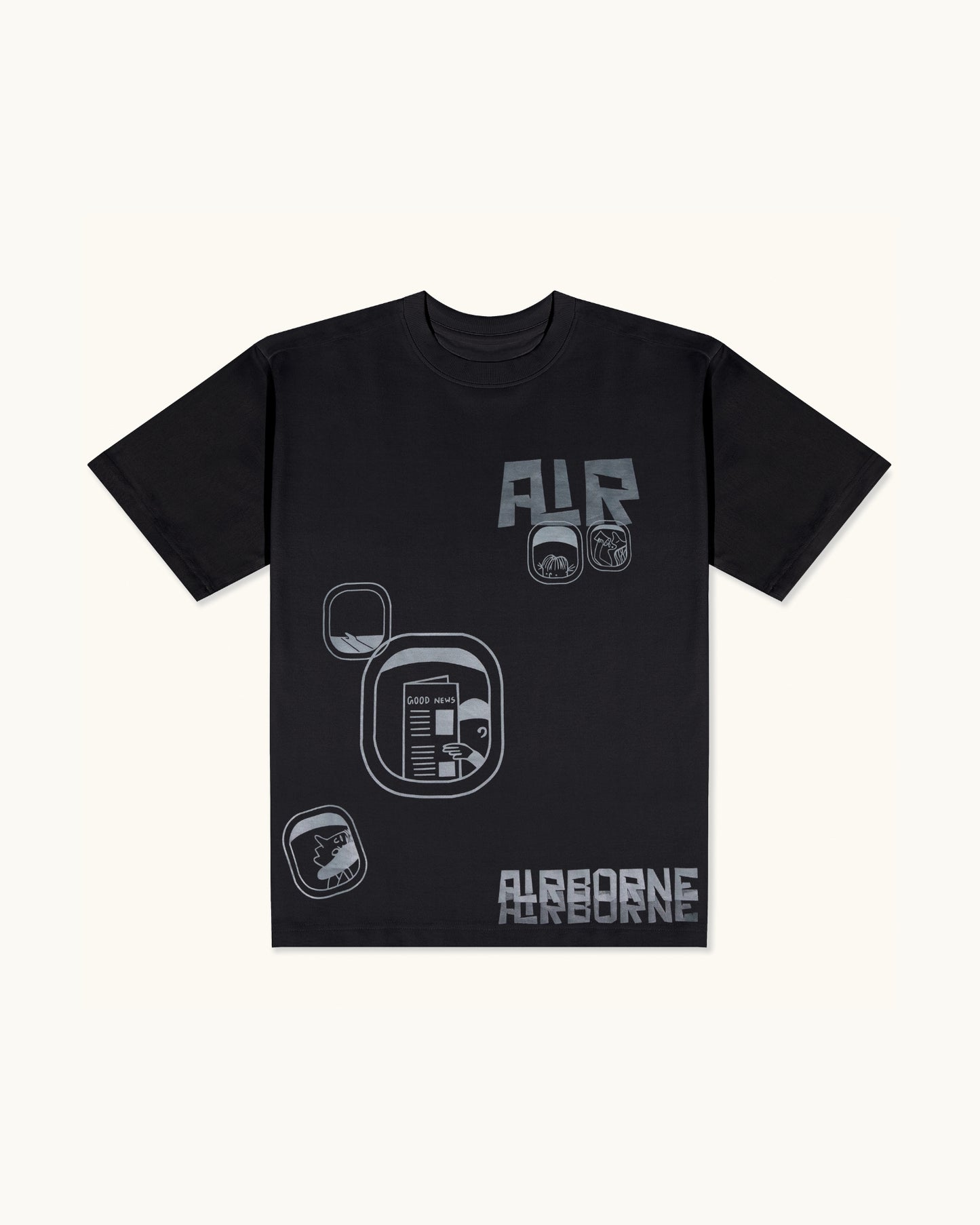 AIRBORNE SCREEN PRINTED BLACK T-SHIRT