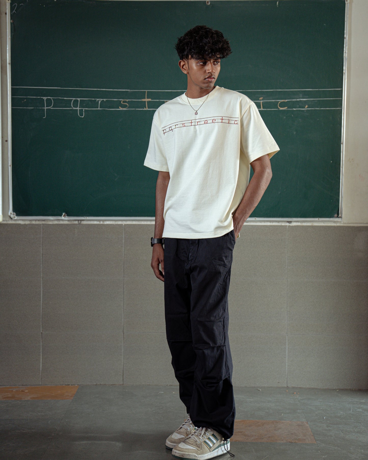 PQRSTREETIC HD PRINT BEIGE T-SHIRT