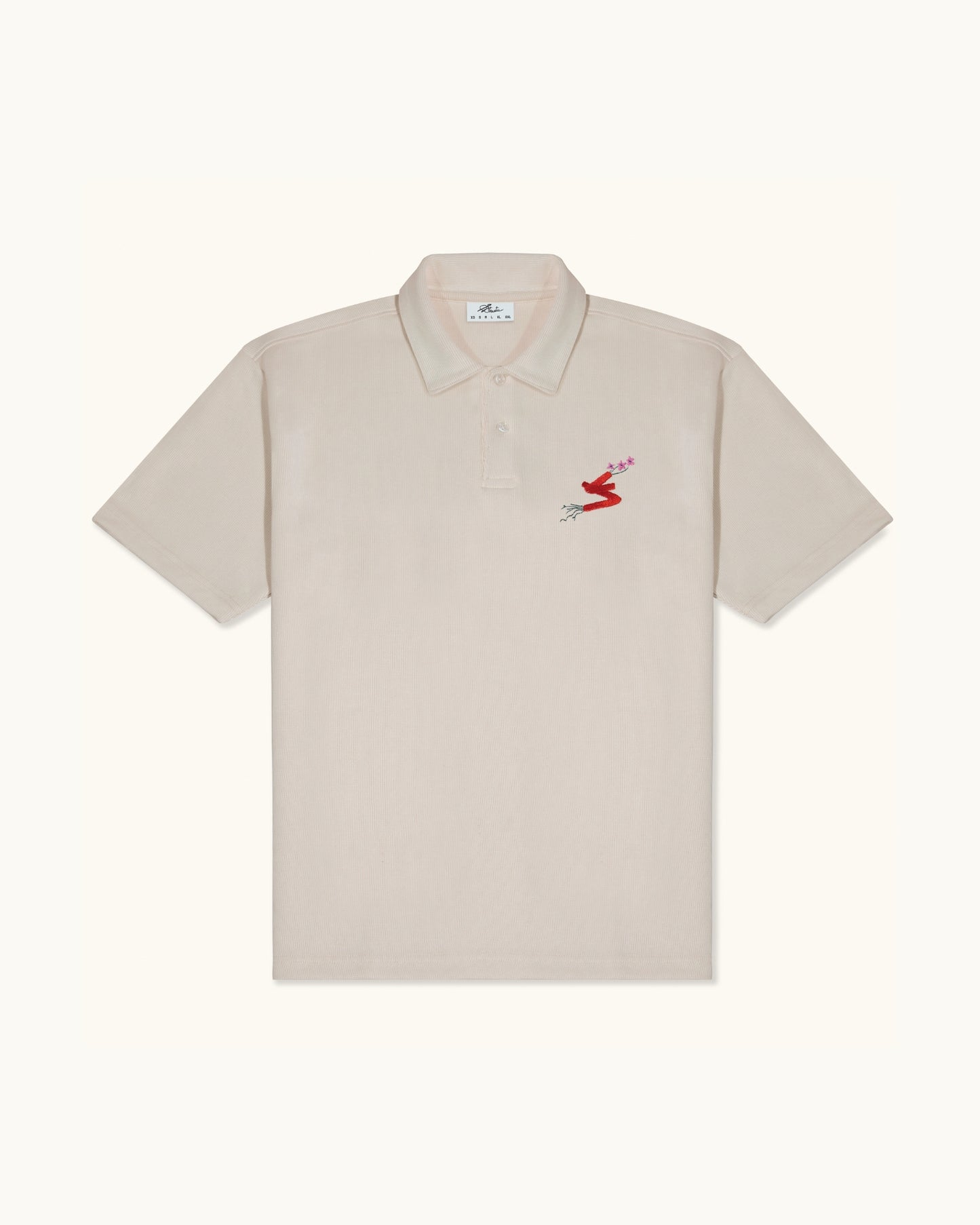 KNIT FLOWER VASE ICON EMBROIDERED POLO