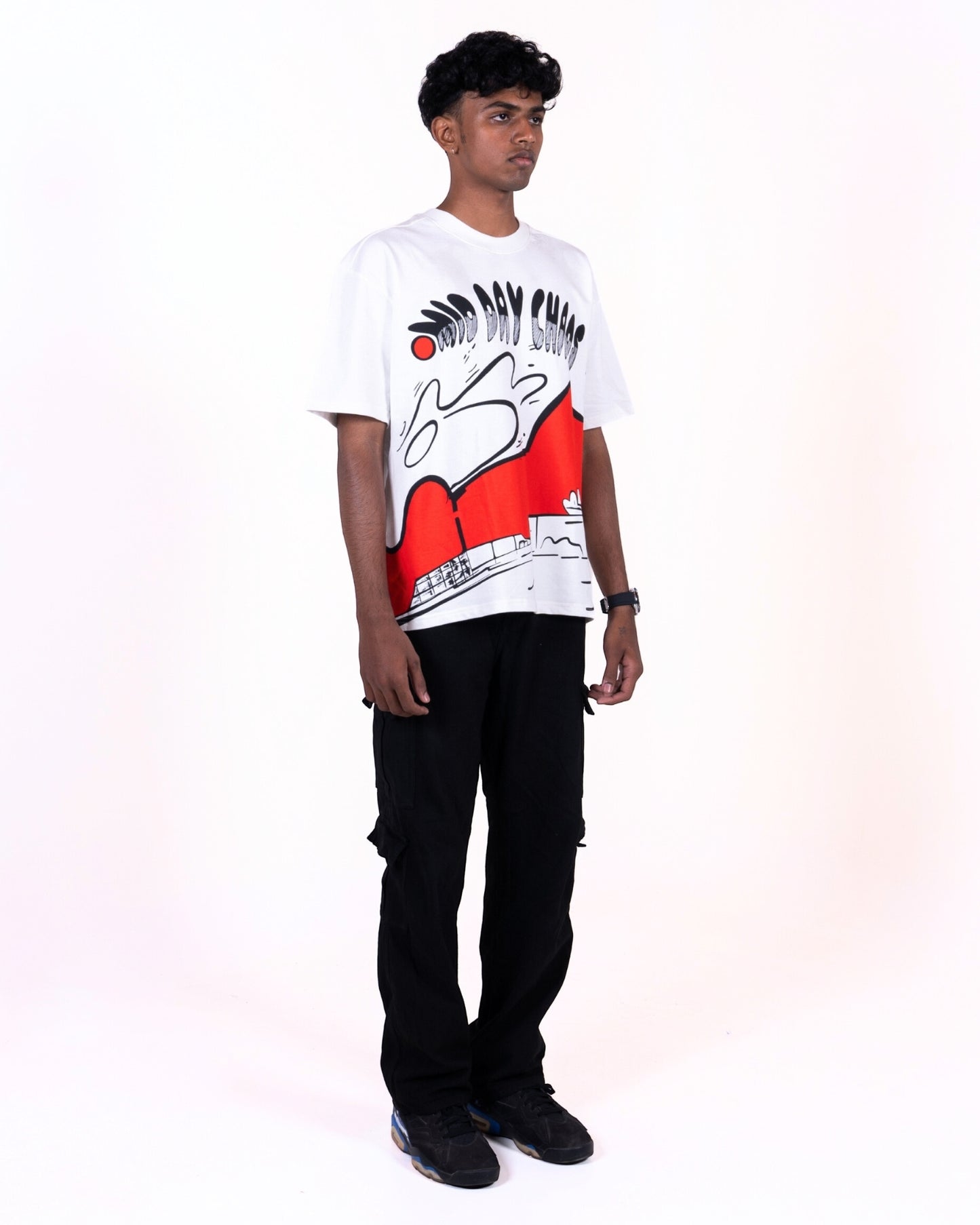 MID DAY CHAOS SCREEN PRINTED OFF-WHITE T-SHIRT