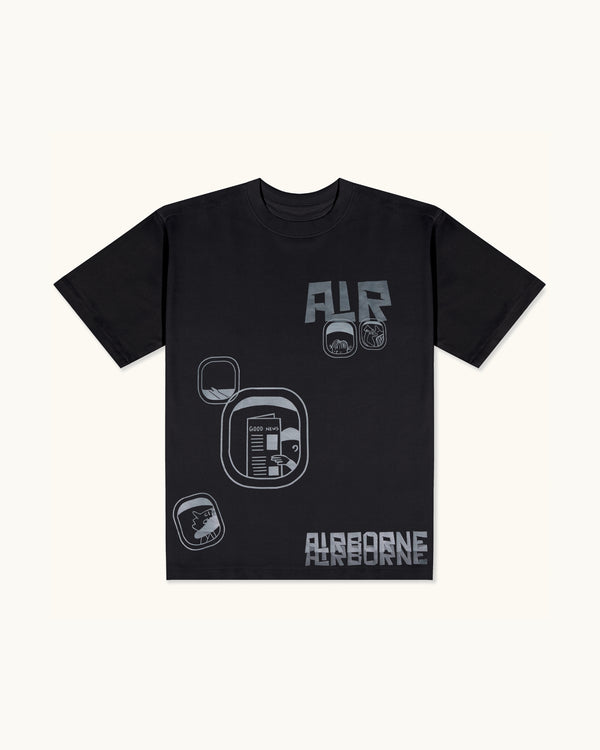 AIRBORNE SCREEN PRINTED BLACK T-SHIRT