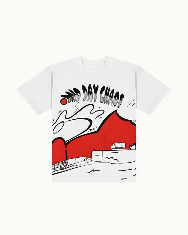 MID DAY CHAOS SCREEN PRINTED OFF-WHITE T-SHIRT