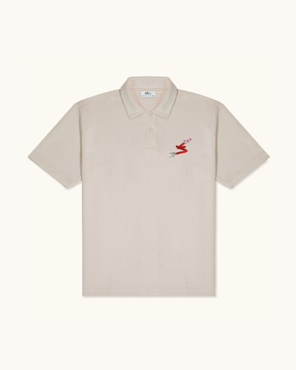 KNIT FLOWER VASE ICON EMBROIDERED POLO